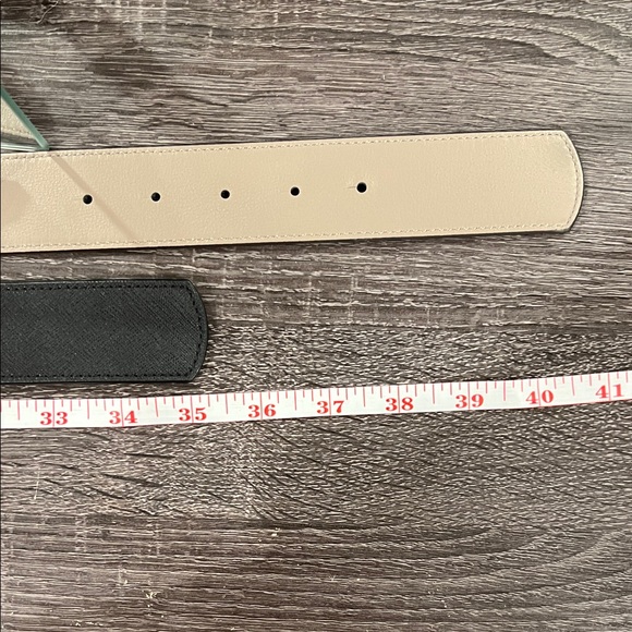 2 Tory Burch Black and Brown Belts with Metallic Logo Buckles both reversible - Picture 3 of 11